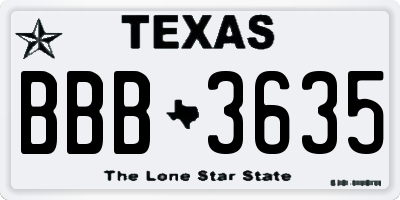 TX license plate BBB3635