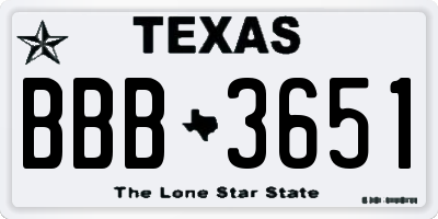 TX license plate BBB3651