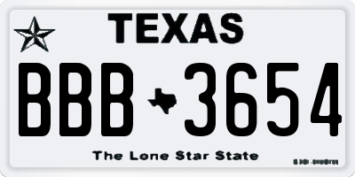 TX license plate BBB3654