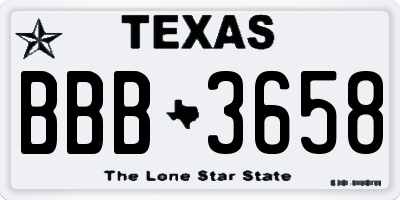 TX license plate BBB3658