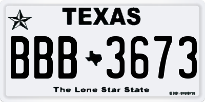 TX license plate BBB3673