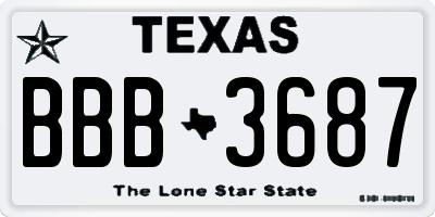 TX license plate BBB3687