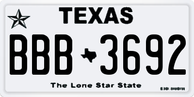 TX license plate BBB3692