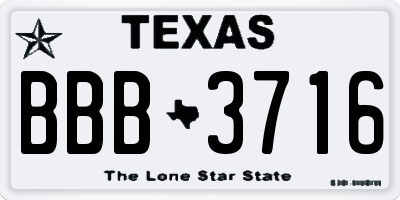 TX license plate BBB3716