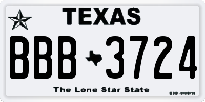 TX license plate BBB3724