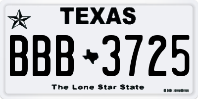 TX license plate BBB3725