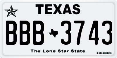 TX license plate BBB3743