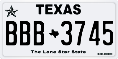TX license plate BBB3745
