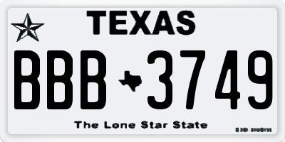 TX license plate BBB3749