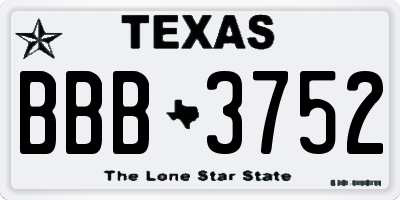 TX license plate BBB3752