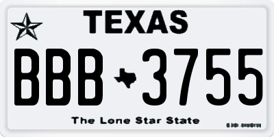 TX license plate BBB3755