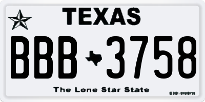 TX license plate BBB3758