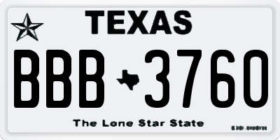 TX license plate BBB3760