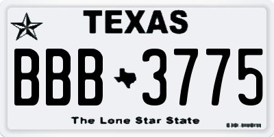 TX license plate BBB3775