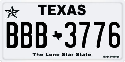 TX license plate BBB3776