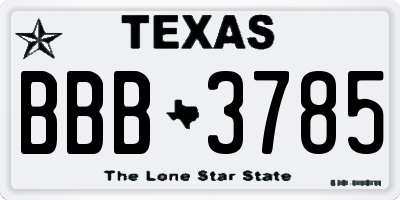 TX license plate BBB3785