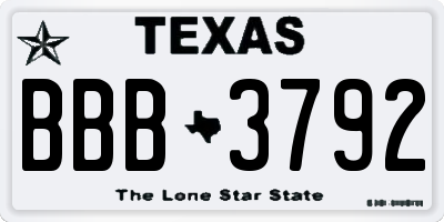TX license plate BBB3792