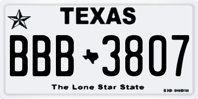 TX license plate BBB3807