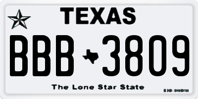TX license plate BBB3809