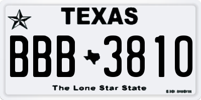 TX license plate BBB3810