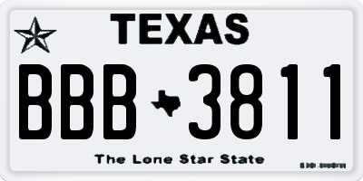 TX license plate BBB3811