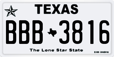 TX license plate BBB3816