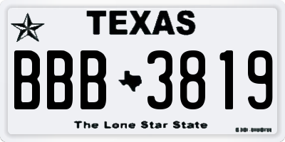TX license plate BBB3819