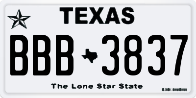 TX license plate BBB3837