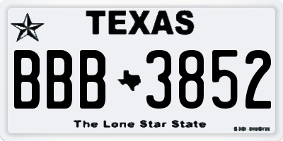 TX license plate BBB3852