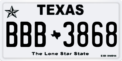 TX license plate BBB3868