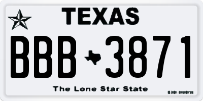 TX license plate BBB3871