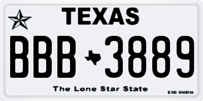 TX license plate BBB3889
