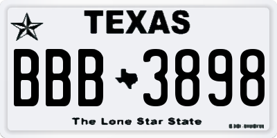 TX license plate BBB3898