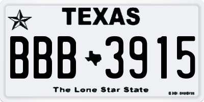 TX license plate BBB3915