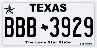 TX license plate BBB3929