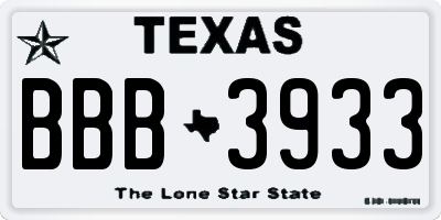 TX license plate BBB3933