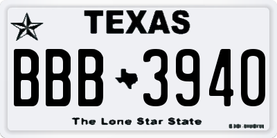 TX license plate BBB3940
