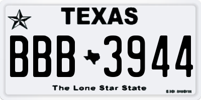 TX license plate BBB3944