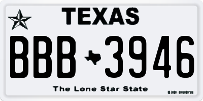 TX license plate BBB3946