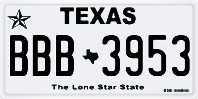 TX license plate BBB3953