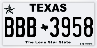 TX license plate BBB3958