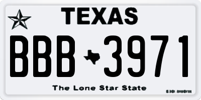 TX license plate BBB3971
