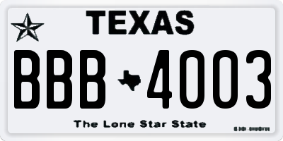TX license plate BBB4003