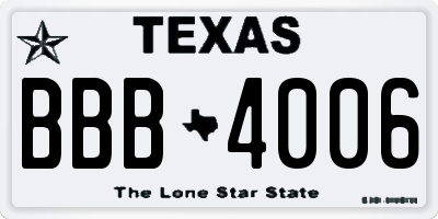 TX license plate BBB4006