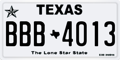 TX license plate BBB4013