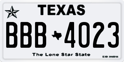 TX license plate BBB4023