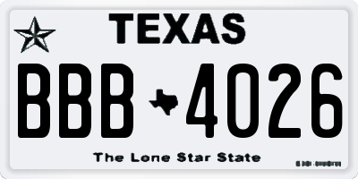 TX license plate BBB4026