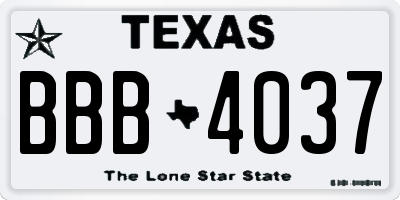 TX license plate BBB4037