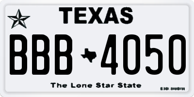 TX license plate BBB4050