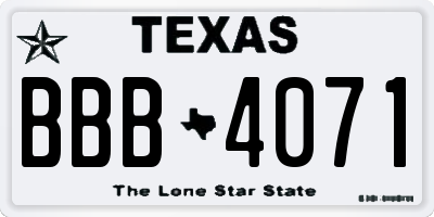 TX license plate BBB4071